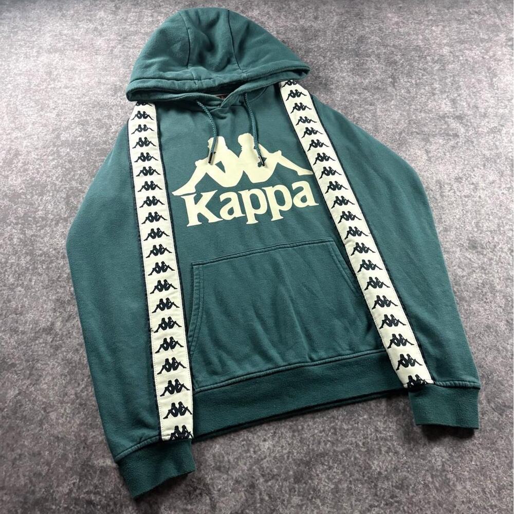 Kappa Men’s M Dark Teal Logo Tape Banda Omini Pullover Hoodie Streetwear
